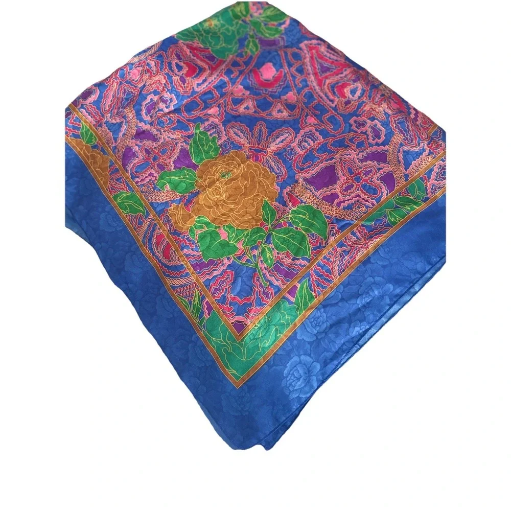 Galoria Pure Silk Vintage Square Scarf ‎ Tie Around Handbags Bold 80 90 Pink